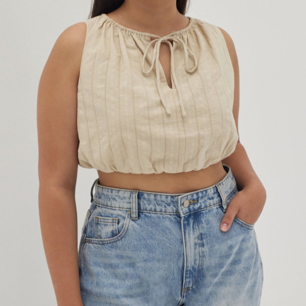 Textured Cotton Crop Top